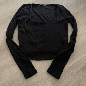 ZARA RIBBED SQUARE NECK LONG SLEEVE